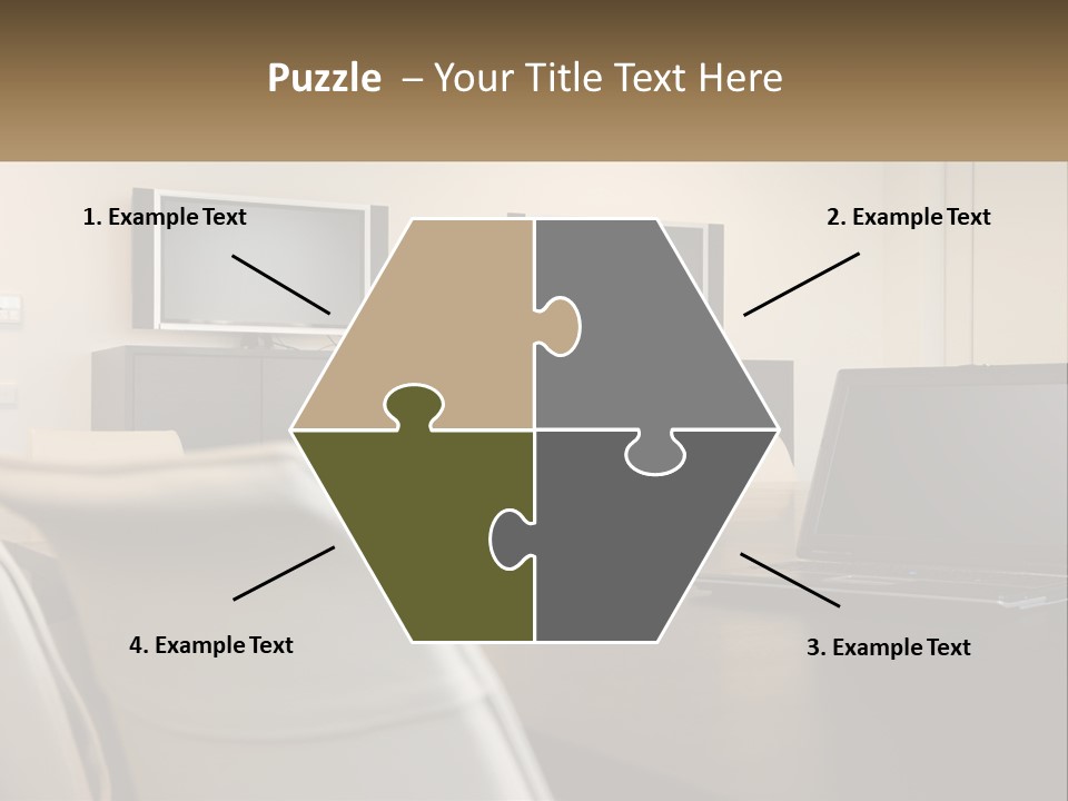 A Conference Table With A Laptop On It PowerPoint Template