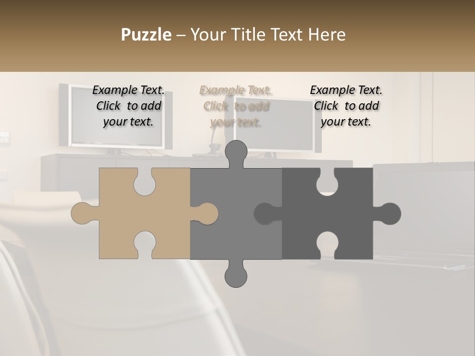 A Conference Table With A Laptop On It PowerPoint Template