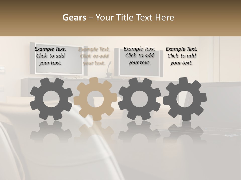 A Conference Table With A Laptop On It PowerPoint Template