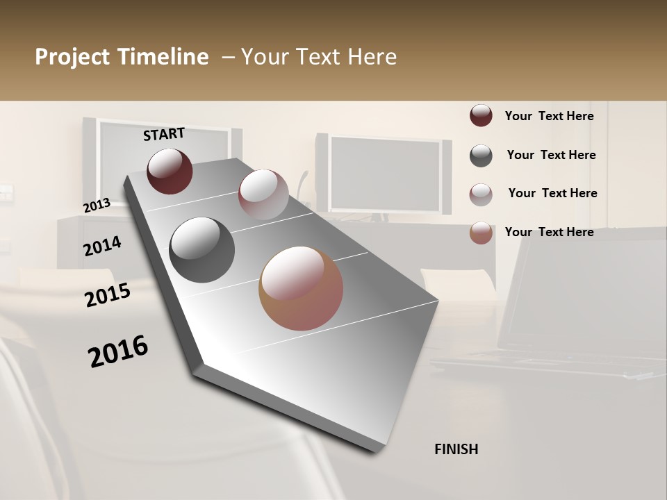 A Conference Table With A Laptop On It PowerPoint Template