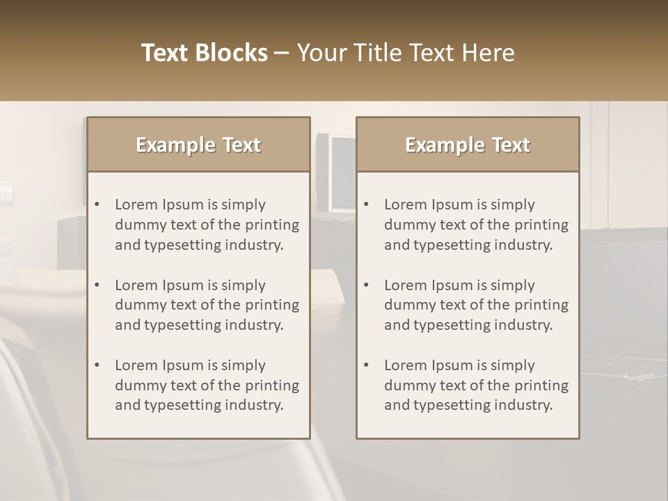 A Conference Table With A Laptop On It PowerPoint Template