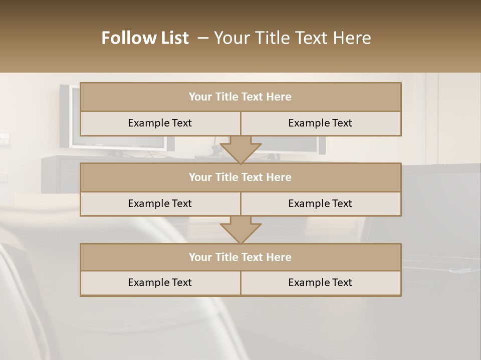 A Conference Table With A Laptop On It PowerPoint Template