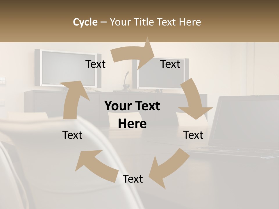 A Conference Table With A Laptop On It PowerPoint Template