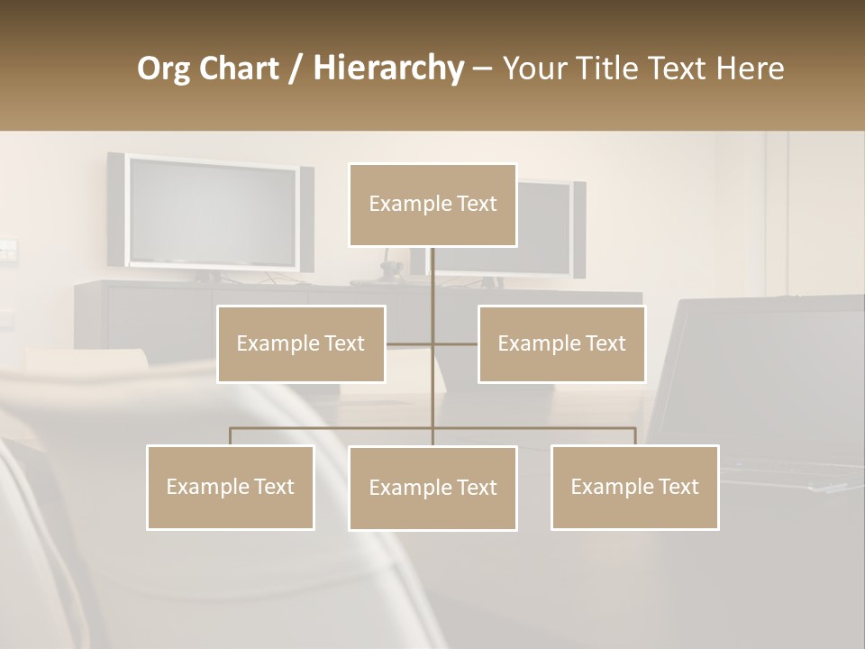 A Conference Table With A Laptop On It PowerPoint Template