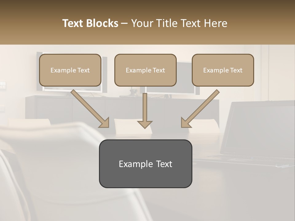 A Conference Table With A Laptop On It PowerPoint Template
