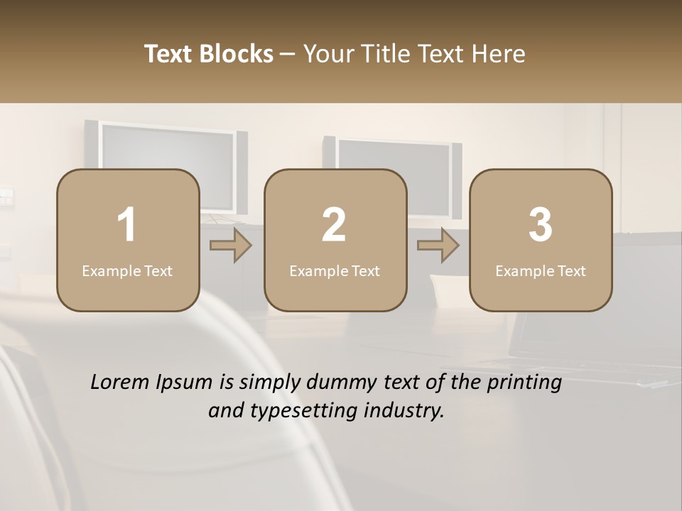 A Conference Table With A Laptop On It PowerPoint Template