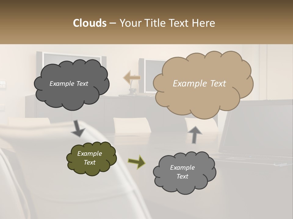 A Conference Table With A Laptop On It PowerPoint Template