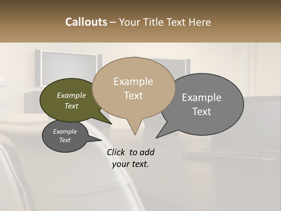 A Conference Table With A Laptop On It PowerPoint Template