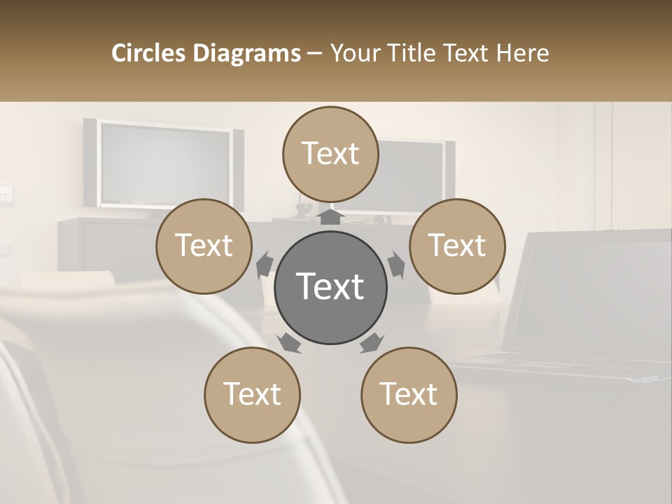 A Conference Table With A Laptop On It PowerPoint Template