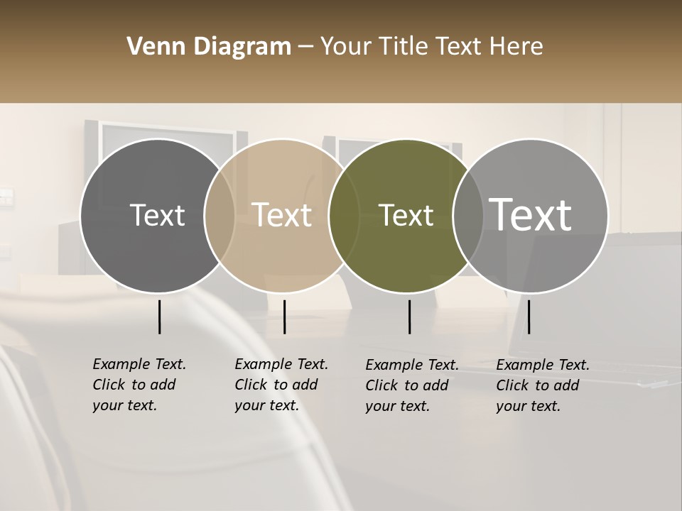 A Conference Table With A Laptop On It PowerPoint Template