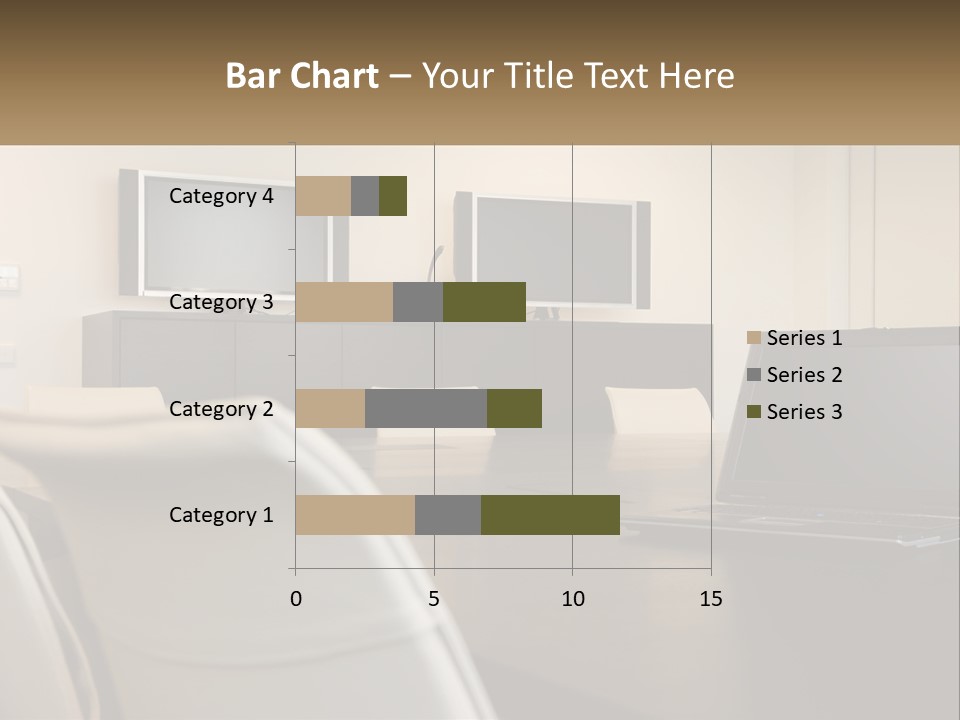 A Conference Table With A Laptop On It PowerPoint Template
