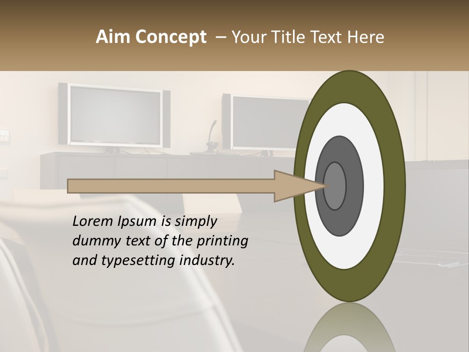 A Conference Table With A Laptop On It PowerPoint Template
