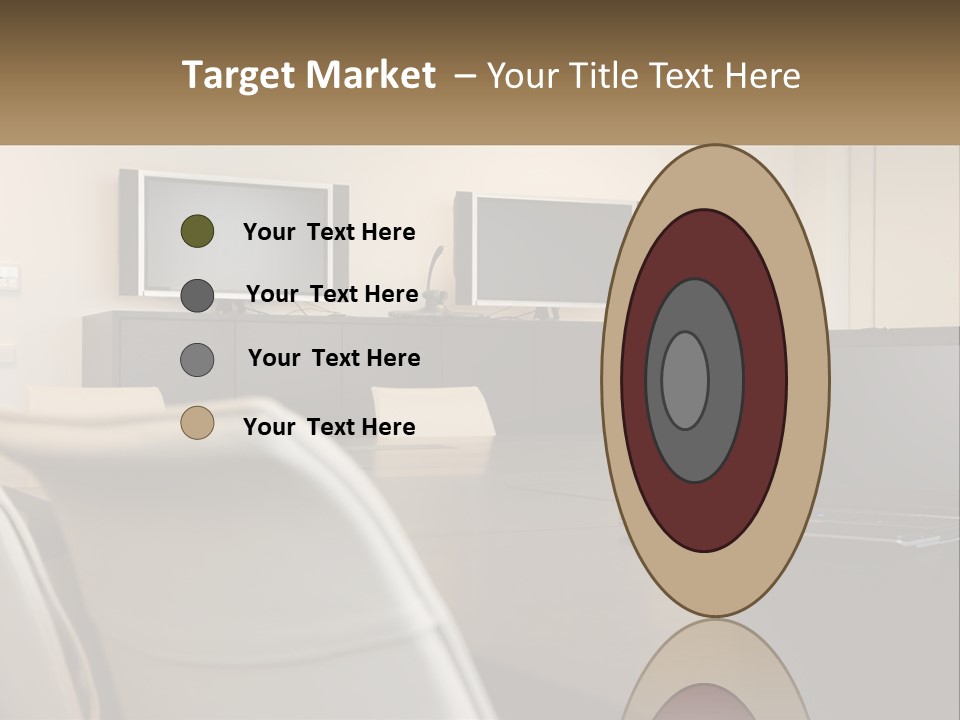 A Conference Table With A Laptop On It PowerPoint Template