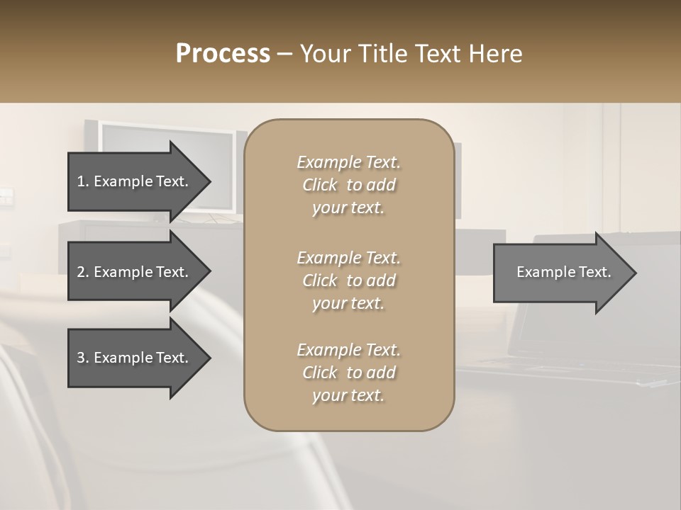 A Conference Table With A Laptop On It PowerPoint Template