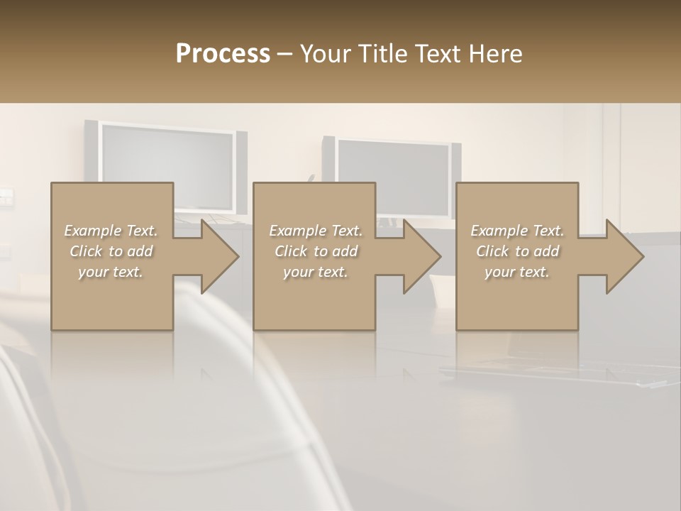 A Conference Table With A Laptop On It PowerPoint Template