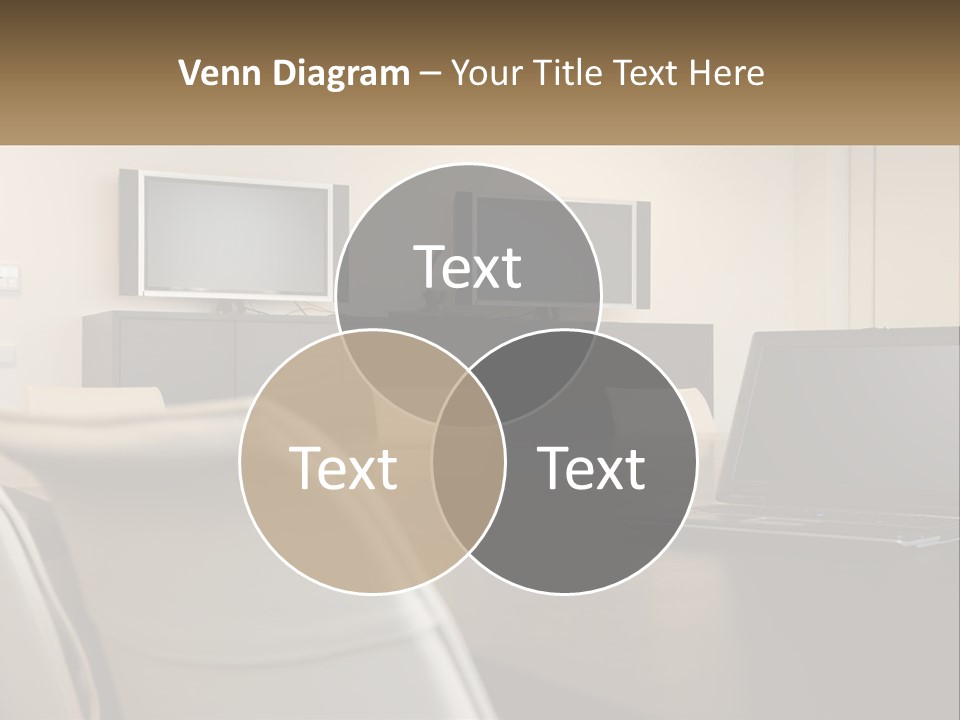 A Conference Table With A Laptop On It PowerPoint Template