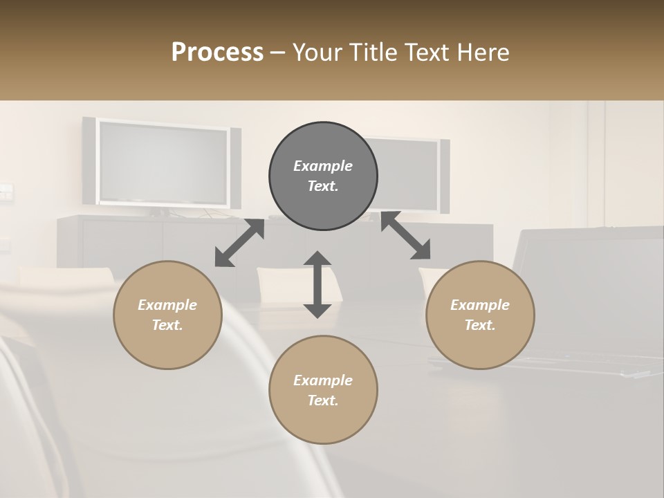 A Conference Table With A Laptop On It PowerPoint Template