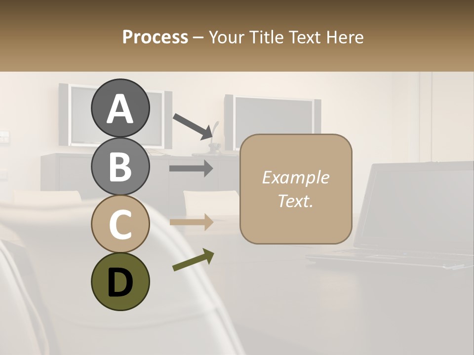 A Conference Table With A Laptop On It PowerPoint Template