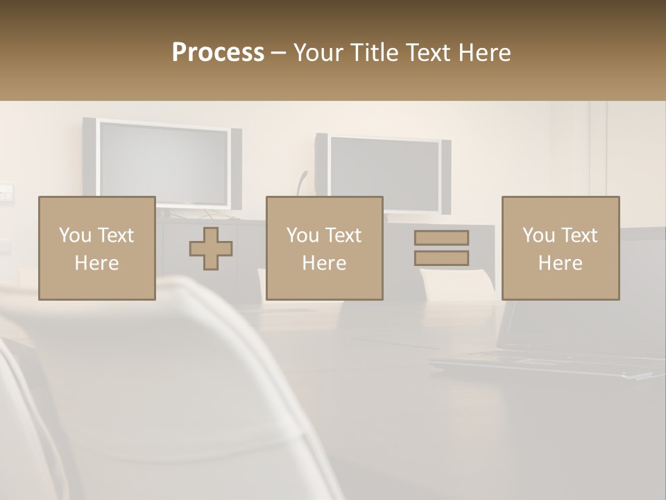 A Conference Table With A Laptop On It PowerPoint Template