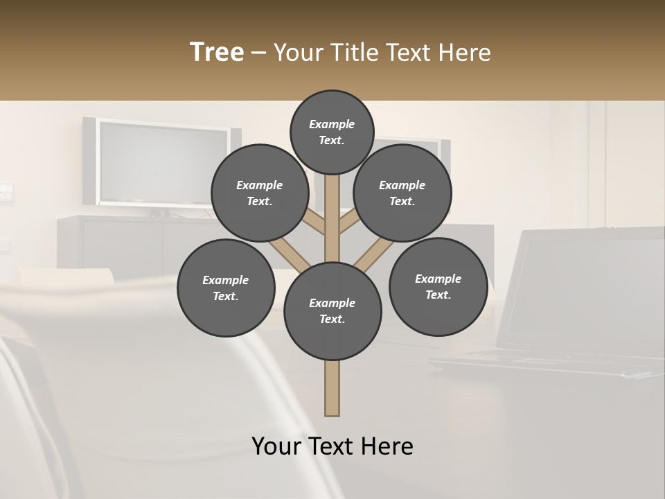 A Conference Table With A Laptop On It PowerPoint Template