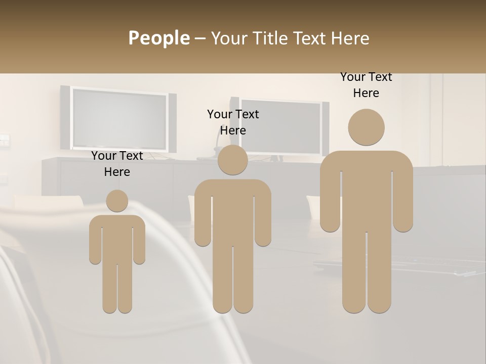 A Conference Table With A Laptop On It PowerPoint Template