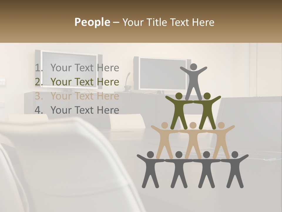 A Conference Table With A Laptop On It PowerPoint Template