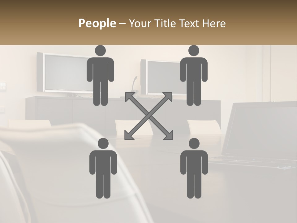 A Conference Table With A Laptop On It PowerPoint Template