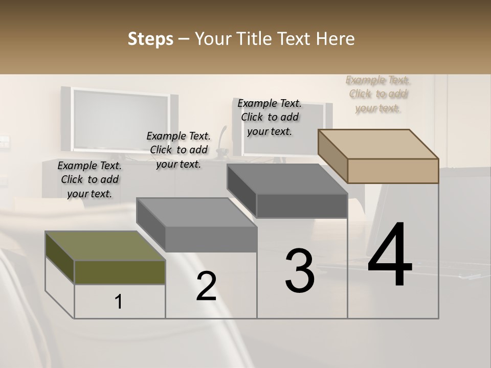 A Conference Table With A Laptop On It PowerPoint Template
