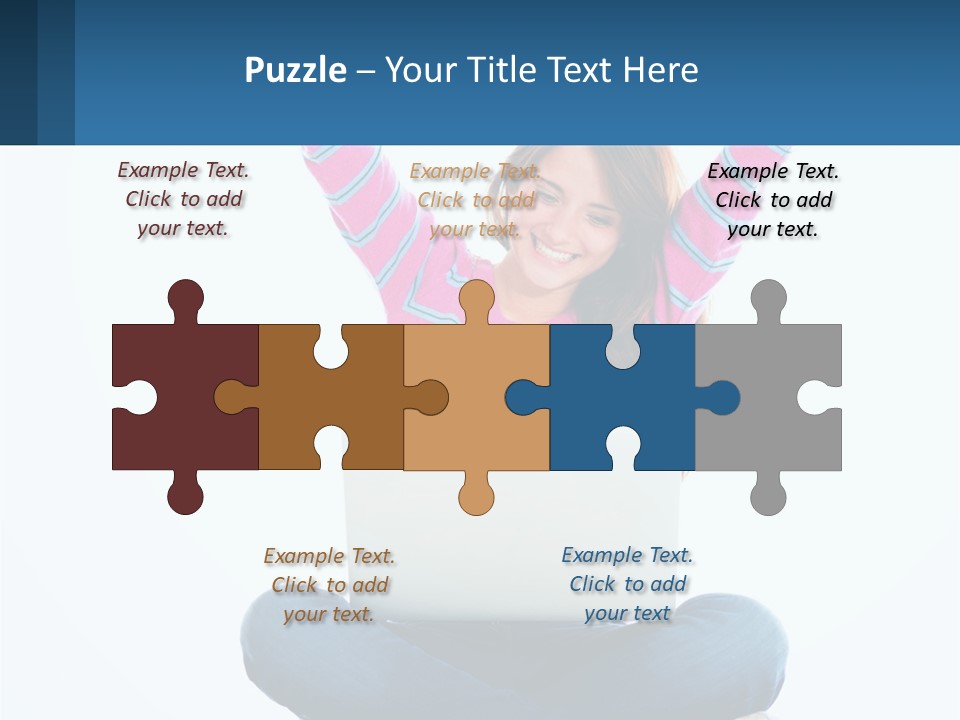 A Woman Sitting On The Floor Using A Laptop Computer PowerPoint Template