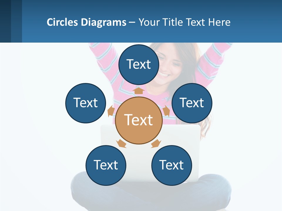 A Woman Sitting On The Floor Using A Laptop Computer PowerPoint Template