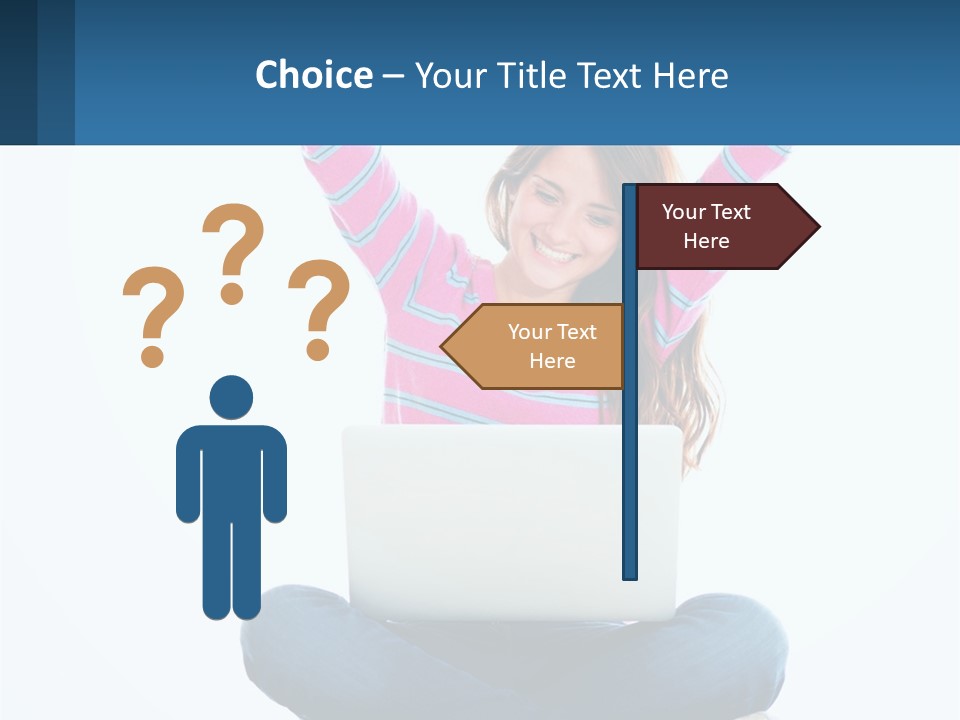 A Woman Sitting On The Floor Using A Laptop Computer PowerPoint Template