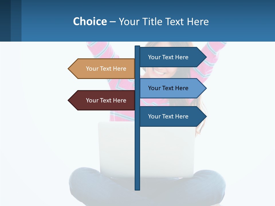 A Woman Sitting On The Floor Using A Laptop Computer PowerPoint Template