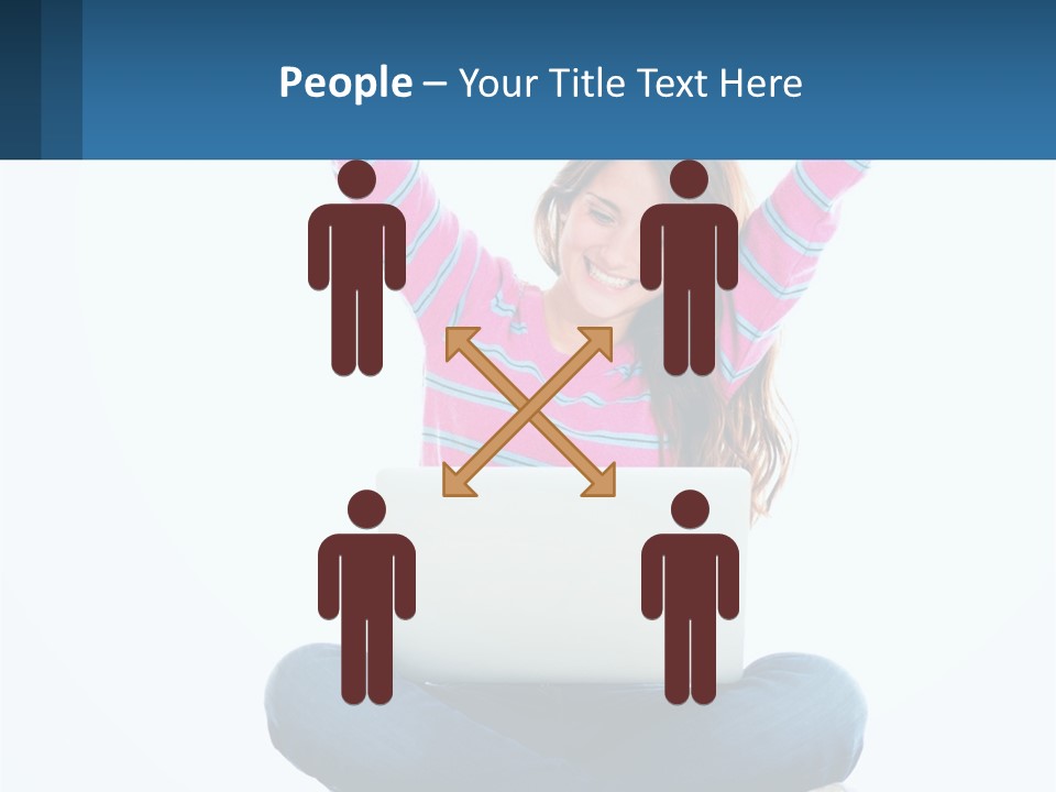 A Woman Sitting On The Floor Using A Laptop Computer PowerPoint Template