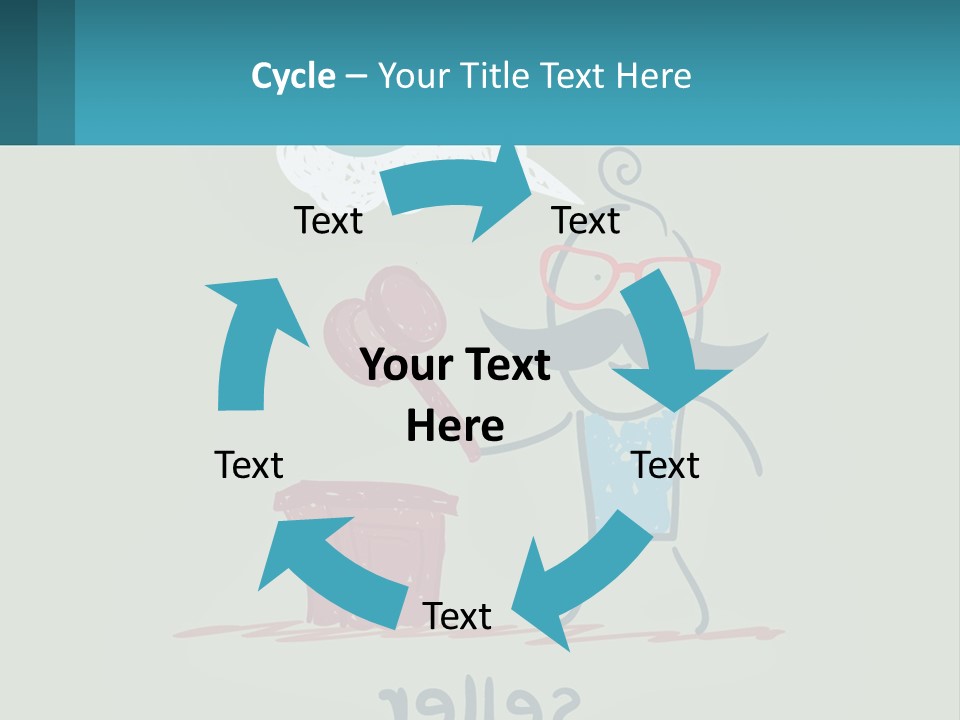 A Man With A Moustache Holding A Hammer And A Speech Bubble PowerPoint Template