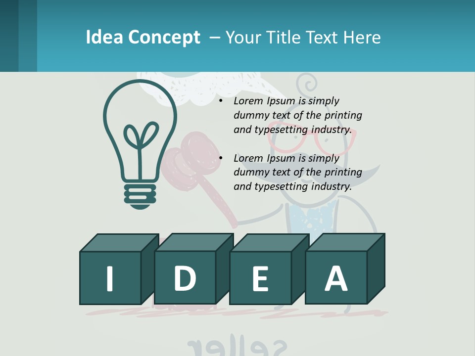 A Man With A Moustache Holding A Hammer And A Speech Bubble PowerPoint Template