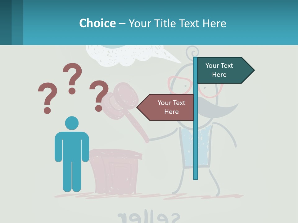 A Man With A Moustache Holding A Hammer And A Speech Bubble PowerPoint Template