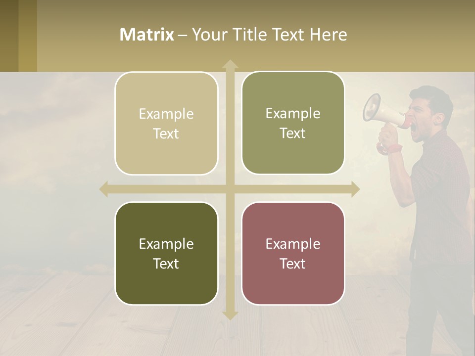 A Man Holding A Megaphone In Front Of A Cloudy Sky PowerPoint Template