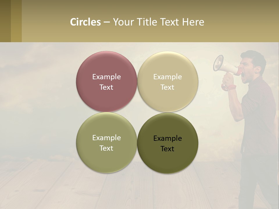 A Man Holding A Megaphone In Front Of A Cloudy Sky PowerPoint Template