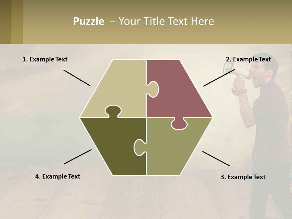 A Man Holding A Megaphone In Front Of A Cloudy Sky PowerPoint Template