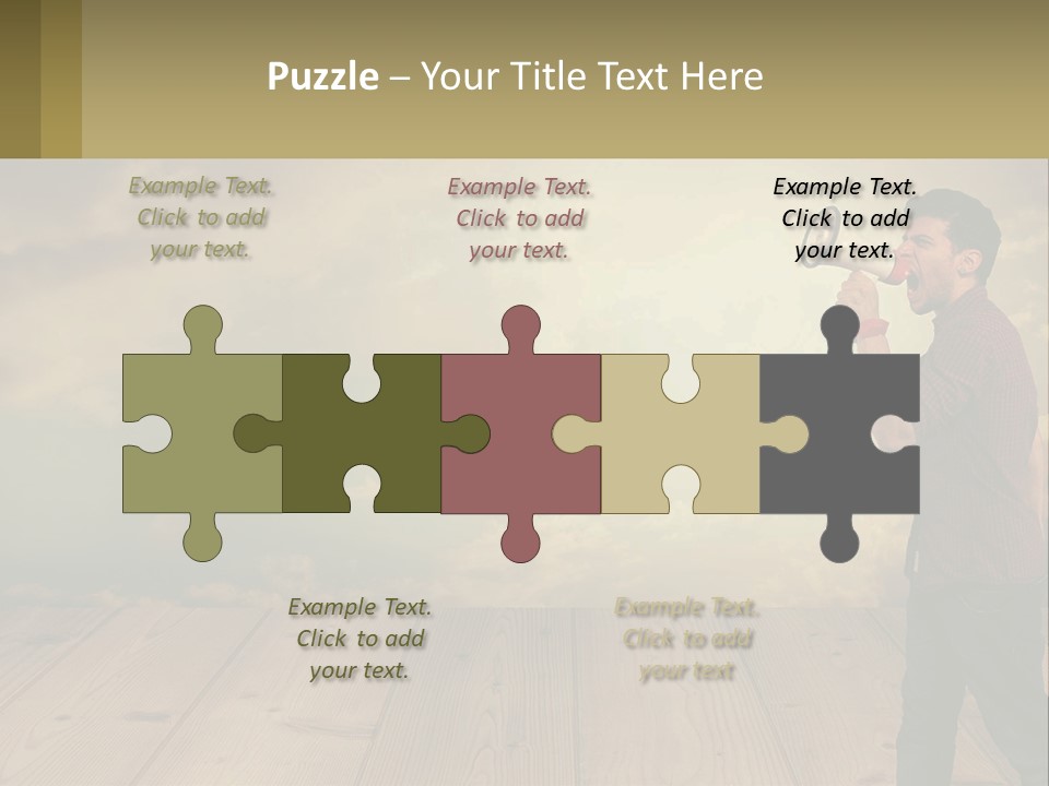 A Man Holding A Megaphone In Front Of A Cloudy Sky PowerPoint Template