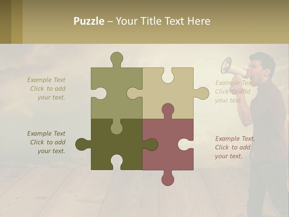 A Man Holding A Megaphone In Front Of A Cloudy Sky PowerPoint Template