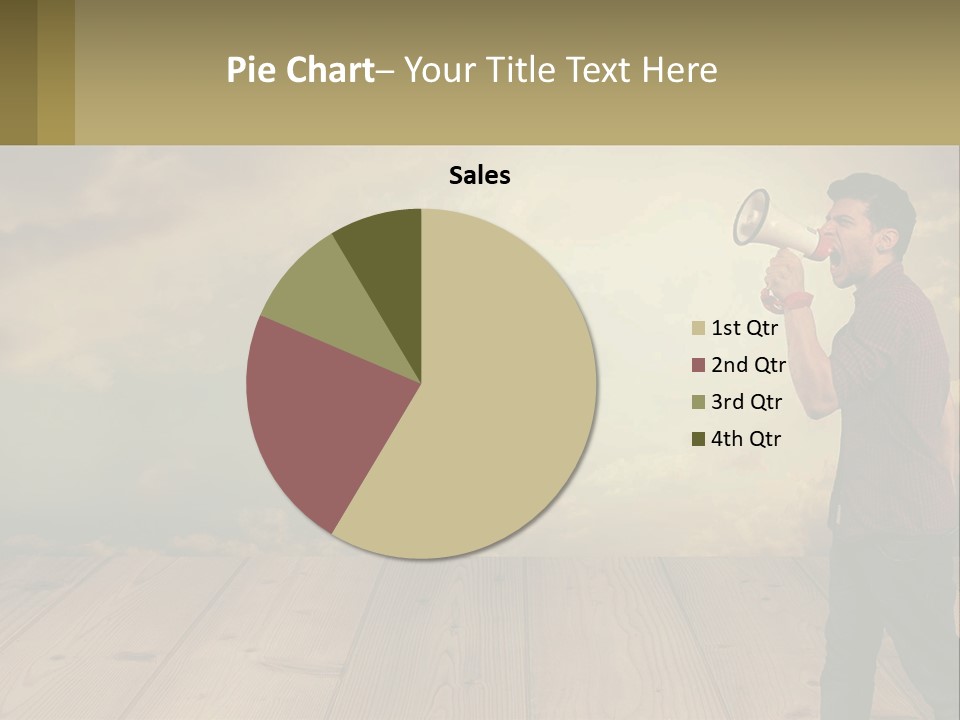 A Man Holding A Megaphone In Front Of A Cloudy Sky PowerPoint Template