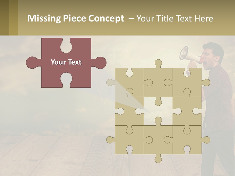 A Man Holding A Megaphone In Front Of A Cloudy Sky PowerPoint Template