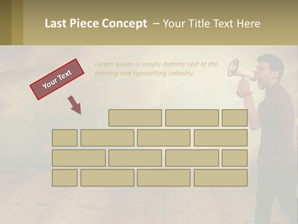 A Man Holding A Megaphone In Front Of A Cloudy Sky PowerPoint Template