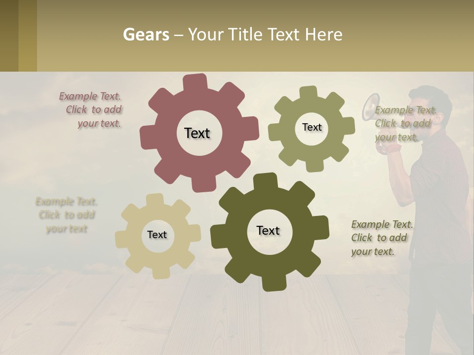 A Man Holding A Megaphone In Front Of A Cloudy Sky PowerPoint Template