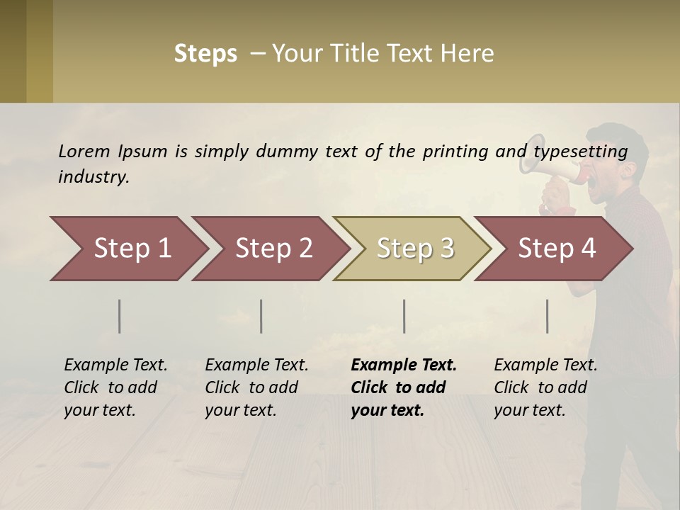 A Man Holding A Megaphone In Front Of A Cloudy Sky PowerPoint Template