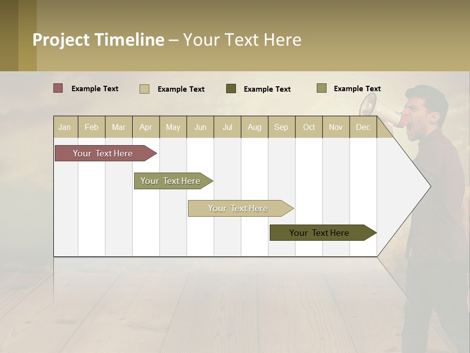 A Man Holding A Megaphone In Front Of A Cloudy Sky PowerPoint Template