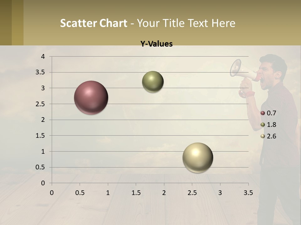 A Man Holding A Megaphone In Front Of A Cloudy Sky PowerPoint Template