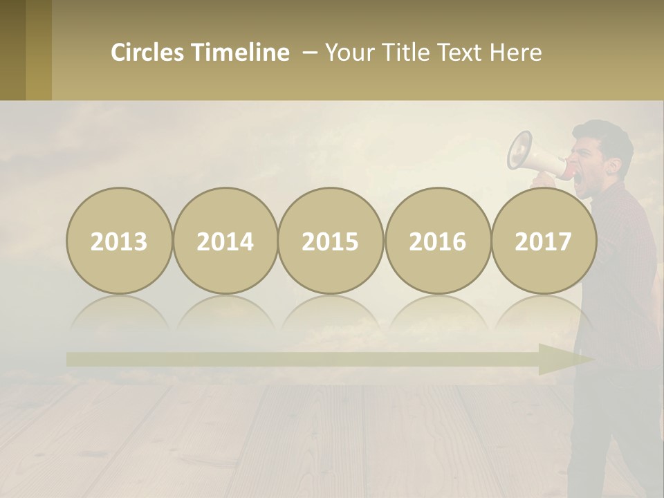 A Man Holding A Megaphone In Front Of A Cloudy Sky PowerPoint Template