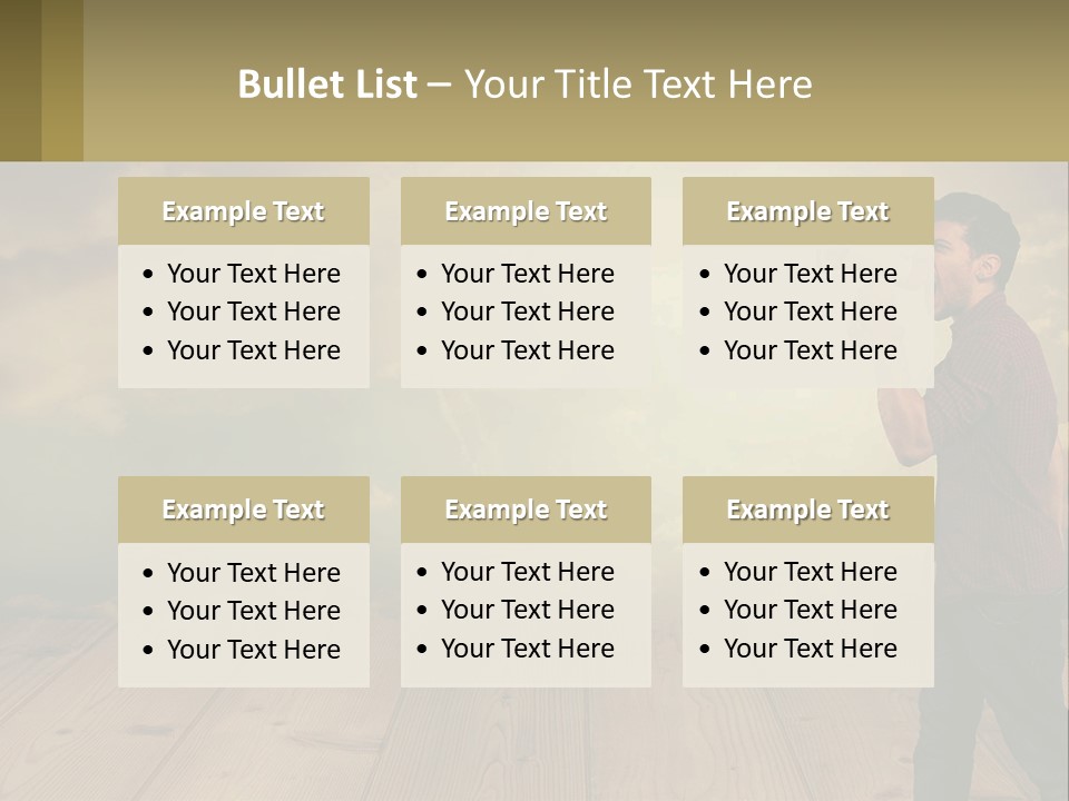 A Man Holding A Megaphone In Front Of A Cloudy Sky PowerPoint Template